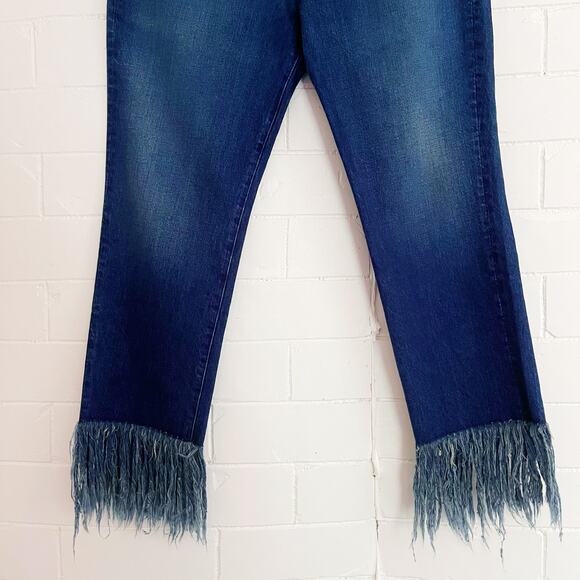 3x1 High Waist Button Fly Fringe Crop Jeans Dark Wash 29 - Picture 5 of 11